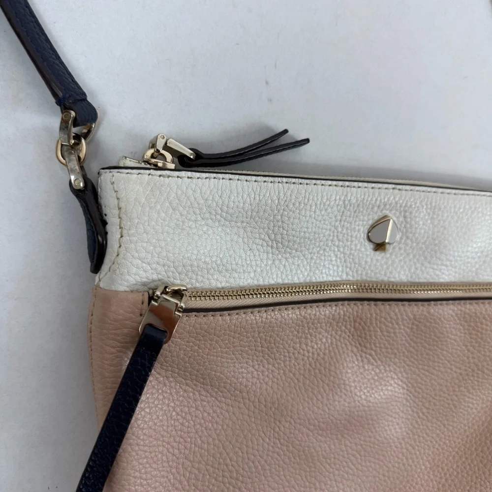 Kate Spade New York Pebbled Leather Colorblock Crossbody‎ Bag Blush Ivory Navy